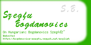 szegfu bogdanovics business card